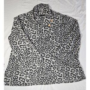 Chris & Carol Soft Animal Inspired High Collar Bell Sleeve Pullover Top 3x